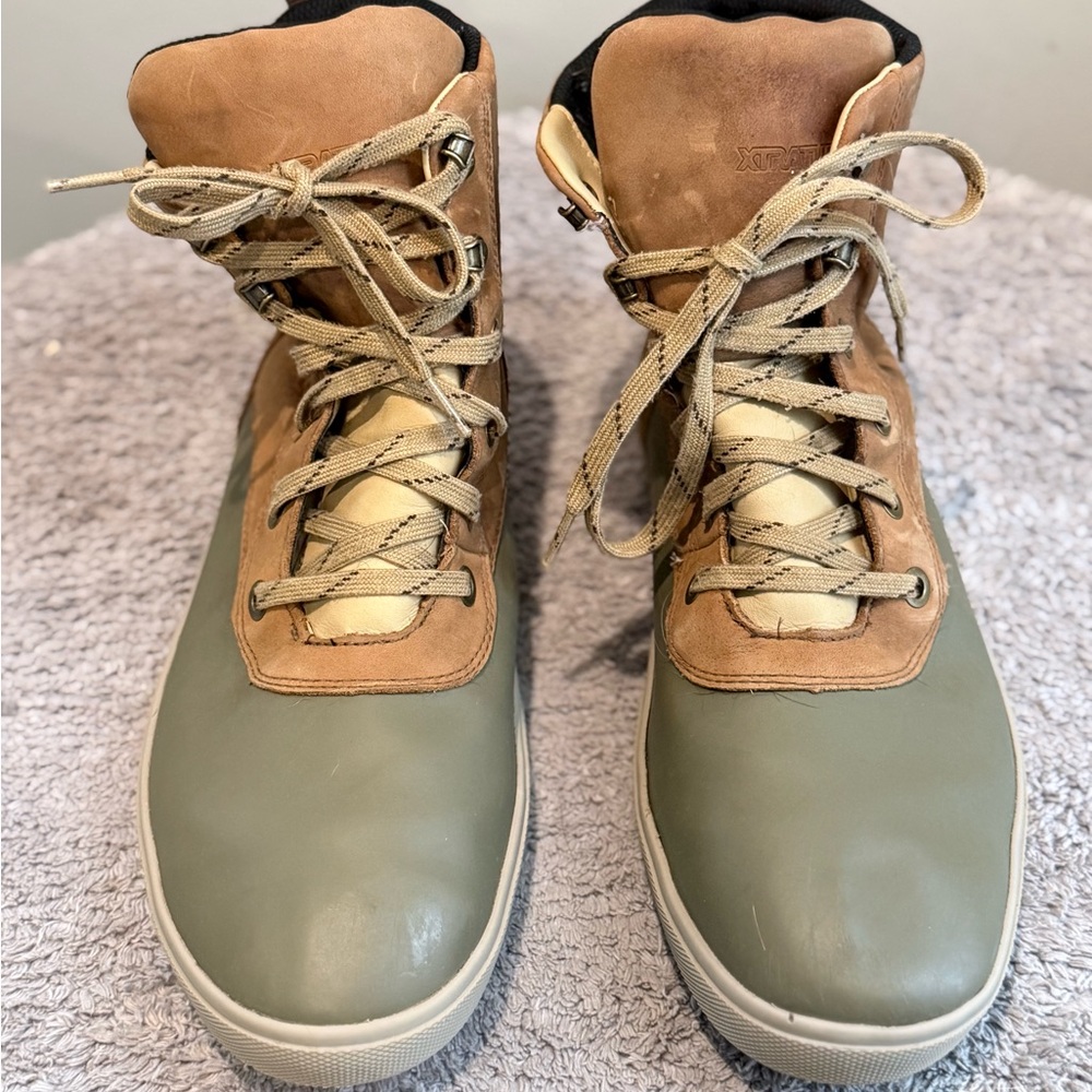 Xtratuf Men’s Tan, Green, and Camo Deck Boots size 13